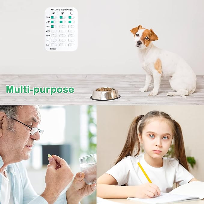 Coolrunner Pet Feeding Reminder Pet Feeding Reminder for Dogs Cats Pet Feed Reminder Magnetic or Double Sided Adhesive Prevent Overfeeding (A Pattern)