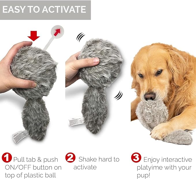 Hyper Pet Doggie Tail Interactive Plush Dog Toys (Wiggles, Vibrates, and Barks, Stimulating Play)