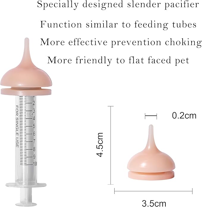 Doggiema Kitten Feeder Bottle, Silicone Feeding Nipple and Syringes for All Breed of Kittens and Other Animals (150ml Bottle+2 Sizes Nipple(S/M)+1 Syringe)
