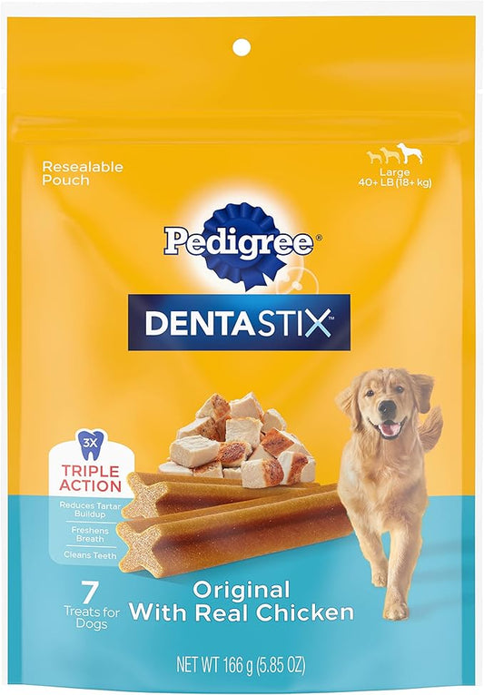 PEDIGREE DENTASTIX Large Dog Dental Treats Beef Flavor Dental Bones, 7 Count (Pack of 14)