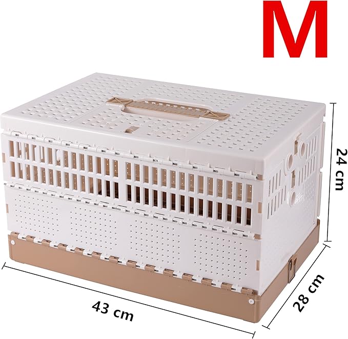 Plastic Folding Pigeon Cage, Portable Pet Bird Travel Cage Carrier Pigeon Cage Pairing Cage Pigeon Nest Box Easy to Clean for Training and Release Competition (M)（Three Doors）