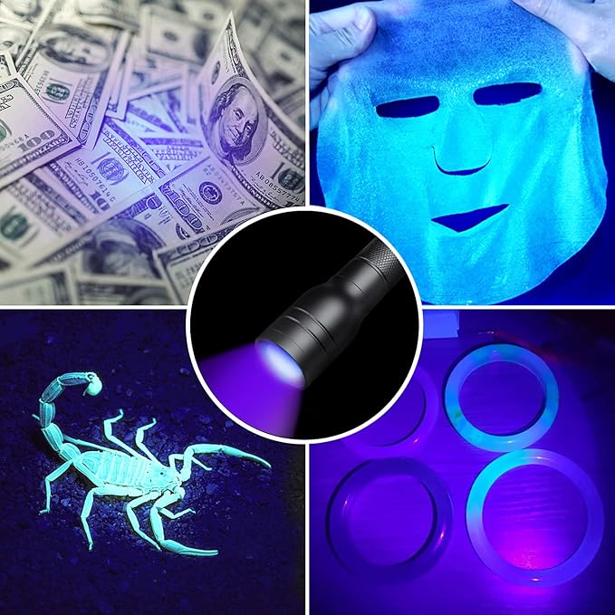 395nm UV Flashlight, Zoomable Pen Blacklight Flashlight with 2xAA Battery Ultraviolet Flashlight Pet Urine Detector for Cat Dog Stains, Scorpion, Bed Bug