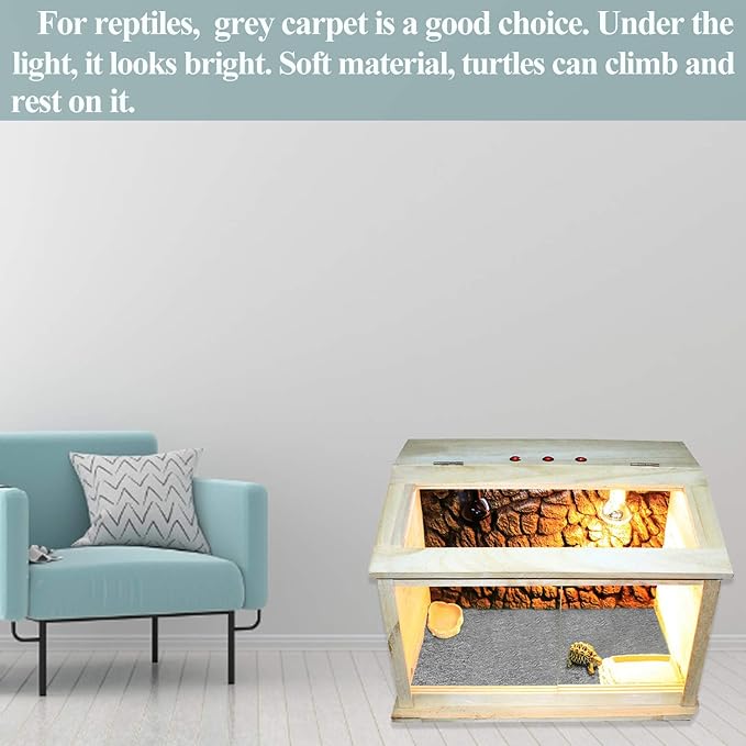 HERCOCCI 39’’ x 20’’ Reptile Carpet, Grey - Terrarium Mat Liner Bedding Reptile Cage Substrate for Bearded Dragon Lizard Tortoise Leopard Gecko Snake