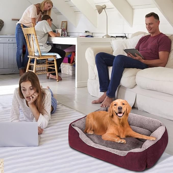 PUPPBUDD Dog Beds for Medium Dogs, Washable Dog Bed Comfortable and Breathable Pet Bed Rectangle Warming Dog Bed for Medium Dogs