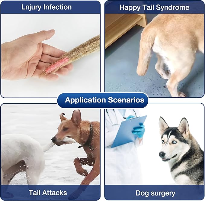 Dog Tail Protector for Wounds, Happy Tail Bandage and Adjustable Cover, No Chew Dog Bandages for Wound Healing, Tail Wound Protector for Dogs, Durable Dog Tail Cover, Dog Wound Guard（L）