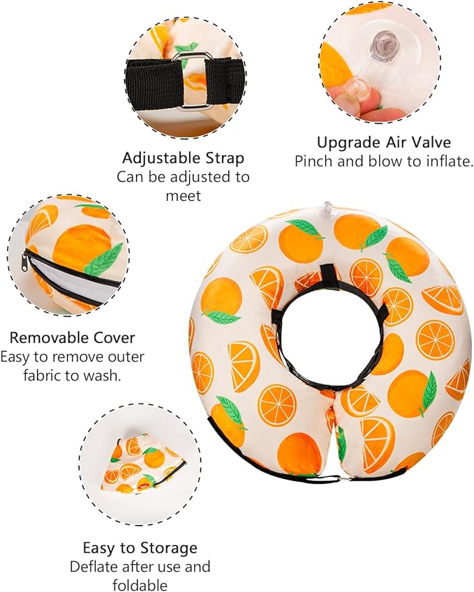 Dog Cone Collar for Small Medium Large Dogs for After Surgery, Pet Inflatable Neck Donut Collar Soft Protective Recovery Cone for Dogs and Cats - Alternative E Collar Does Not Block Vision - Orange,S