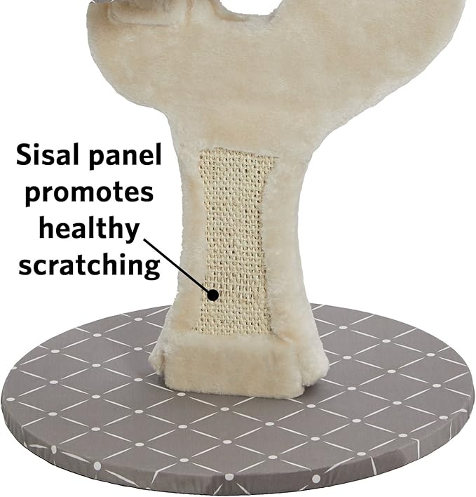 MidWest Homes for Pets Cat Tree | Salvador Cat Tree w/Built-in Sisal Cat Scratching Pad & Cat Look-Out Lounge, Mushroom/Diamond Pattern, Small Cat Tree