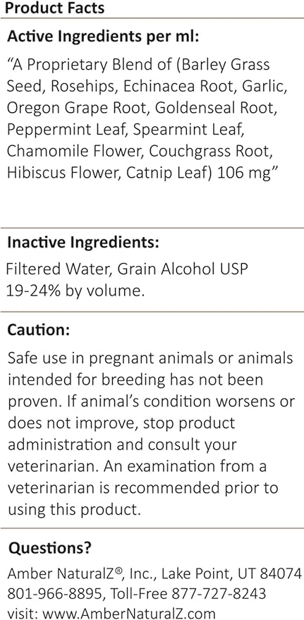 Amber NaturalZ Kitty-DT Digestive Rescue Herbal Supplement for Cats | Feline Herbal Supplement for Occasional Upset and Digestive Support | 1 Fluid Ounce Glass Bottle | Manufactured in The USA