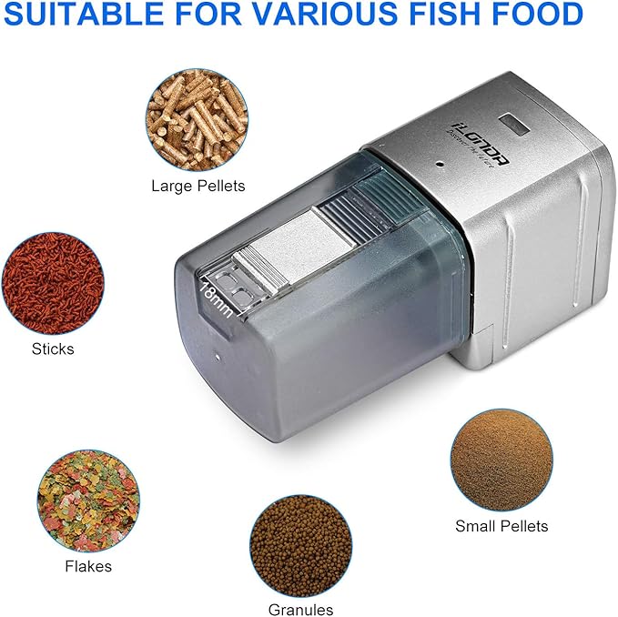 [Upgrade] WiFi Control Automatic Fish Feeder with APP Lychee Aquarium Automatic Fish Feeder, WiFi Control Auto Fish Food Dispenser for Home Office (Silver)