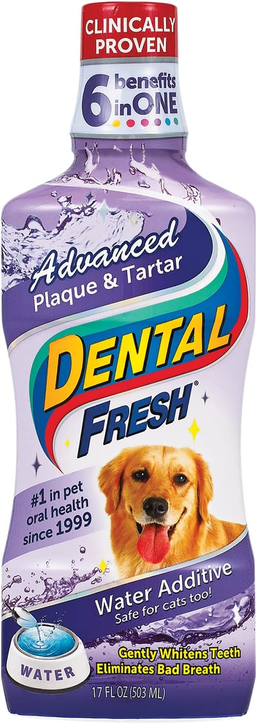 Dog Dental Care Water Additives for Fresher Breath, Teeth Cleaning, and Oral Health - Original 17oz and Advanced Tartar Remover 17oz Formulas