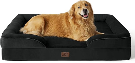 Bedsure Orthopedic Dog Bed for Extra Large Dogs - XL Plus Waterproof Dog Sofa Beds, Supportive Foam Pet Couch Bed with Removable Washable Cover, Waterproof Lining and Nonskid Bottom, Black