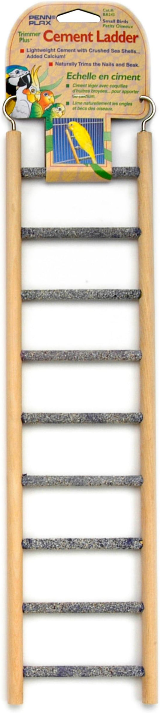 Penn-Plax Bird-Life Trimmer Plus Cement & Wood 9 Step Ladder – Cement Made from Crushed Sea Shells – Great for Small Birds (BA243)