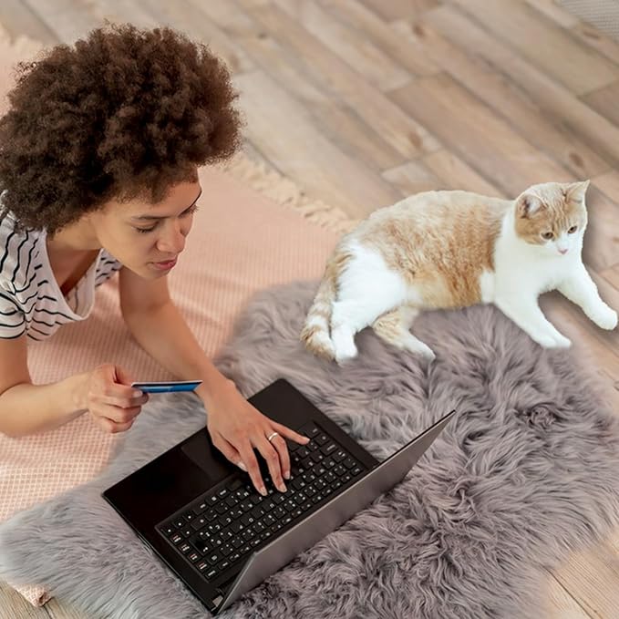 Fluffy Pet Dog Cat Bed Mat, Washable Super Soft Plush Faux Fur Warm Area Mat Pad for Indoor Pet Cat Dog Small Sleep Cushion