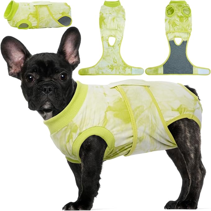 Kuoser Recovery Suit for Dogs After Surgery, Soft Dog Surgery Suit for Female Spay Male Neuter, Breathable Dog Onesie E-Collar & Cone Alternative Pet Bodysuit Anti Licking Wounds Surgical Shirt, XS