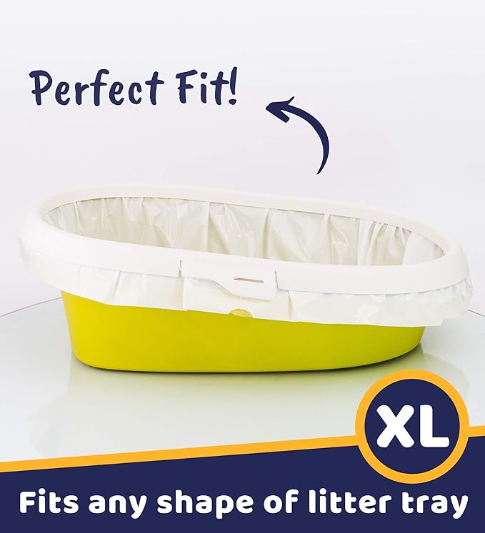 Cat Litter Box Liners with Drawstrings - 38" x 17" Scratch Resistant Cat Litter Bags for Extra Large Litter Trays - Kitty Litter Bags and Cat Box Liners - Easy to Use Cat Litter Liners - 20 Count