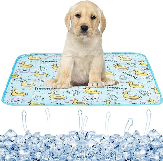 Dog Ice Pad Ice Silk Cats Kennel Mat Pet Cooling Pad Summer Cool Bamboo Mat Breathable Pad (Duck, M)