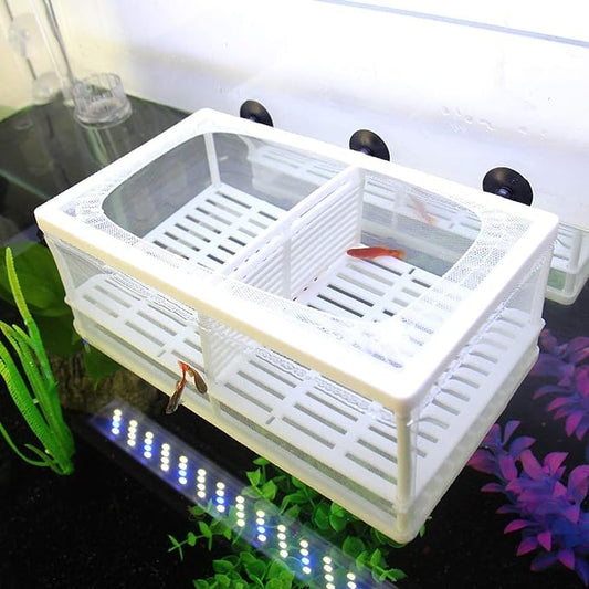 Senzeal Aquarium Fish Breeder Box Fish Fry Hatchery Incubator Net Nylon Isolation Mesh with 3pcs Pipette (Large)