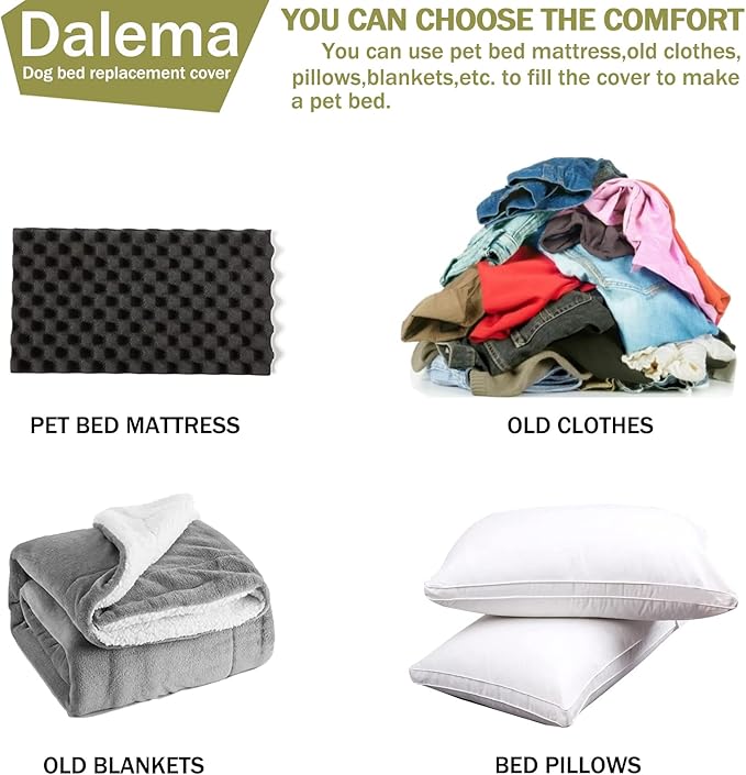 Dog Bed Cover 54Lx44Wx4H Inch.Waterproof Heavy Duty Durable Oxford Dog Bed Replacement Covers with Zipper.Washable Removable Pet Bed Mattress Protector Cover.Grayish Green,Cover Only.