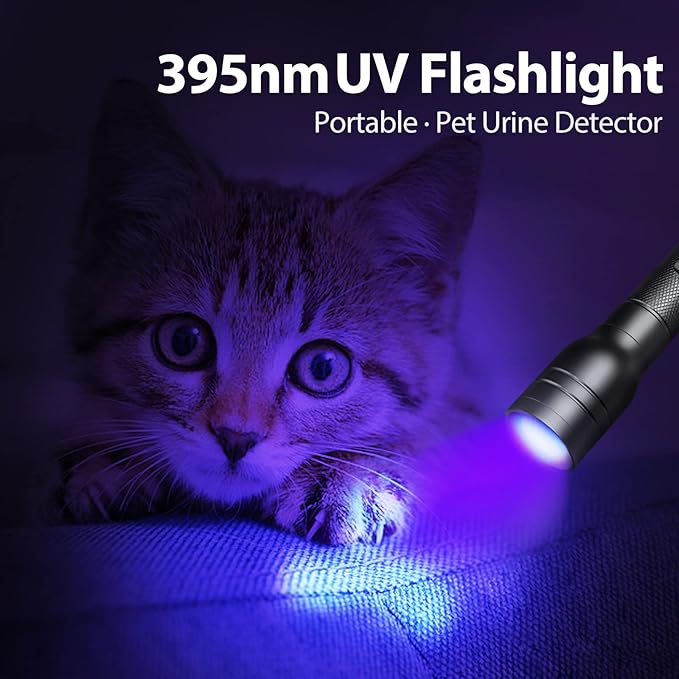 395nm UV Flashlight, Zoomable Pen Blacklight Flashlight with 2xAA Battery Ultraviolet Flashlight Pet Urine Detector for Cat Dog Stains, Scorpion, Bed Bug