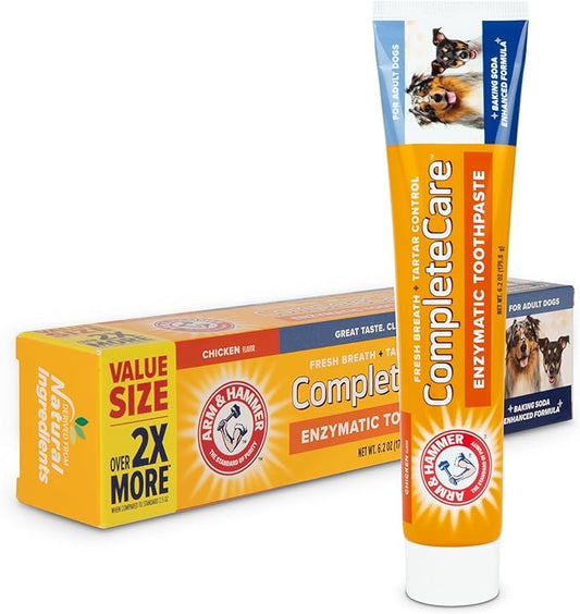 Arm & Hammer Complete Care Enzymatic Dog Toothpaste, 6.2 oz - Dog Toothpaste for Puppies and Adult Dogs, Arm and Hammer Toothpaste for Dogs - Pet Toothpaste, Dog Dental Care and Clean Dog Teeth