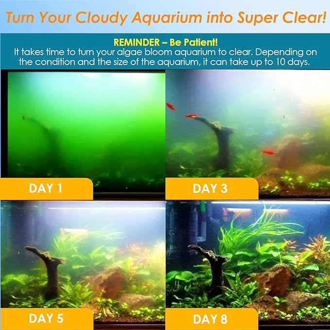 AquarMiracle U-VC Light for Aquarium with Timer, Amphibian Aquarium U-V Light for in-line and in-tank Use, Green Boom Clean Light, 10W, for Aquariums 75-120 Gallons(10W)
