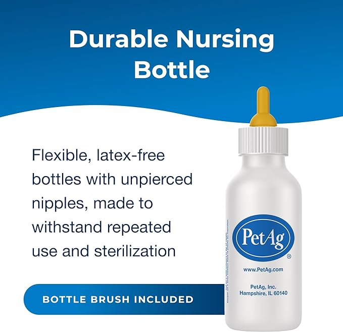 Pet-Ag Nurser Bottle - 2 oz, Pack of 3 - Promotes the Natural Feeding of Liquids - Designed for Small Animals - Durable & Easy to Clean
