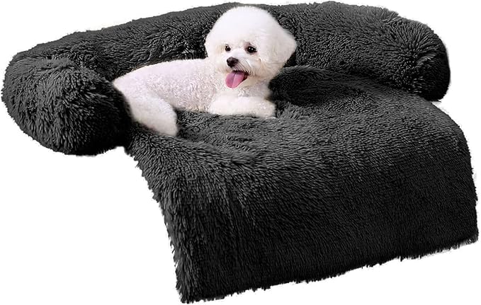 HACHIKITTY Dog Sofa Bed Mat Cover Soft Plush, Couch Cover for Dogs Dog Mat for Furniture Protector Pet Sofa Mat for Dogs, Dog Furniture Bed Sofa Cushion Washable Dogs Bed Mats(X-large Black)