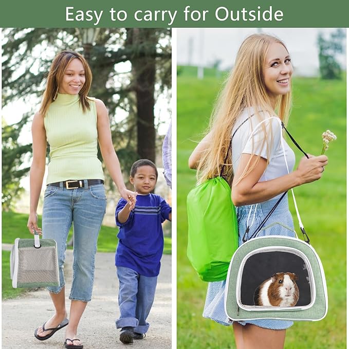 Guinea Pig Travel Carrier Bag,Portable Small Animal Carrier Pouch for Hamster Chinchilla Rabbit Bunny Gerbil Hedgehog Sugar Glider Hedgehog Outgoing Travel Carrying Bag (with two pads)