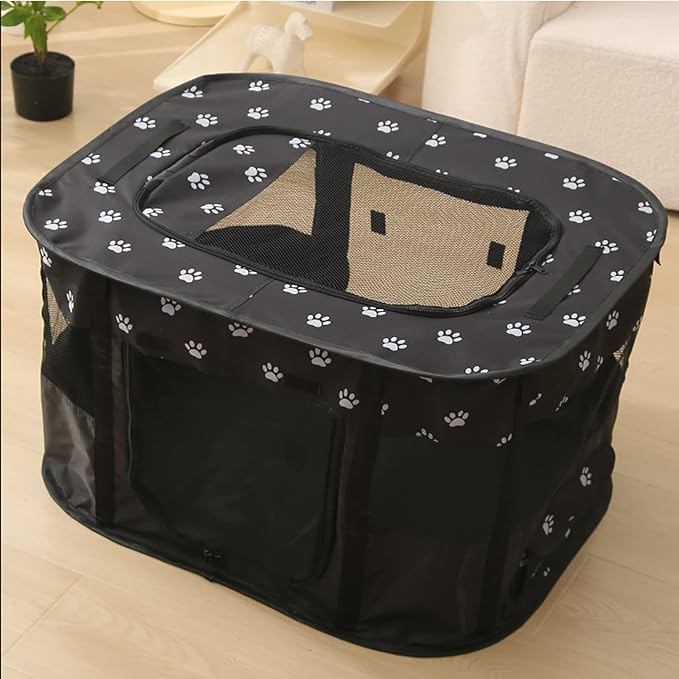 Foldable Pet Playpen, Puppy Play Pen for Indoors, Cute Small Dog Playpen, Sturdy Playpen for Cats Outdoor (XL, Black)