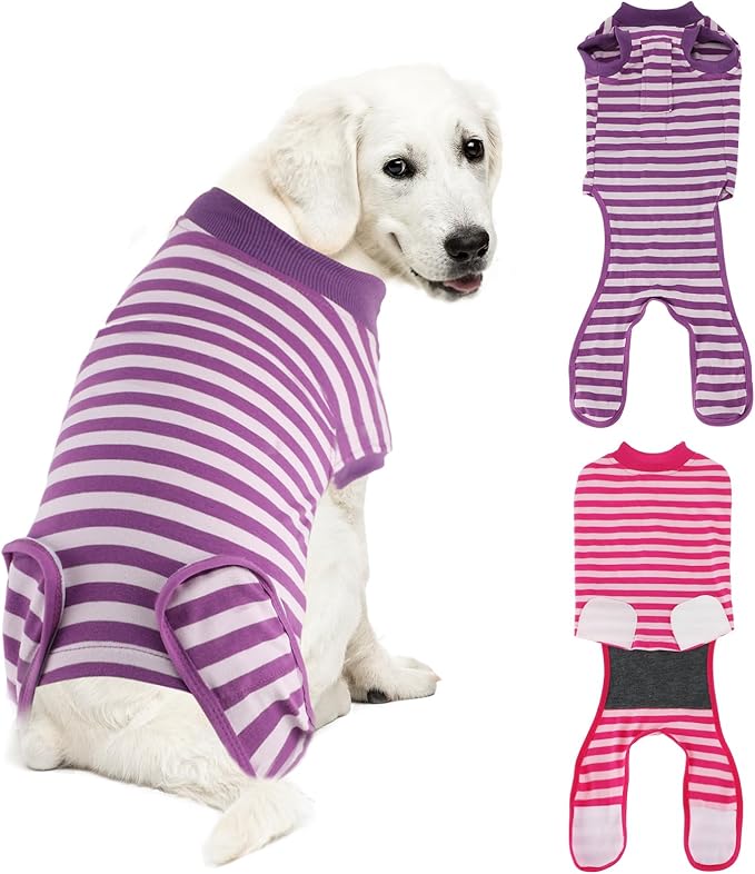 Dog Surgery Recovery Suit 2 Packs, Professional Pet Recovery Shirt Dog Abdominal Wounds Bandages for Male Female Pet Surgical Snugly Suit After Surgery Anti-Licking Dog Onesies XXL