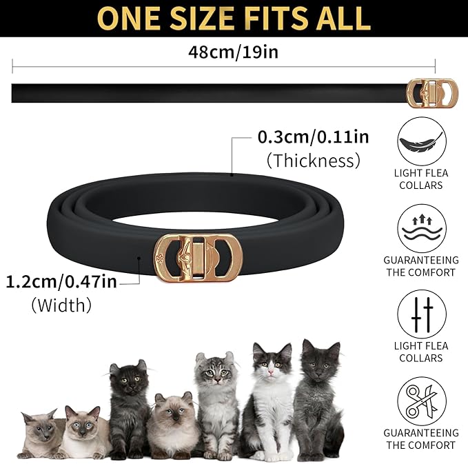 4 Pack Flea Collar for Cats, 32 Months Flea and Tick Prevention for Cats, Waterproof Cat Flea Collar, Cat Flea and Tick Treatment, Adjustable Flea and Tick Collar for Cats Kittens-Black