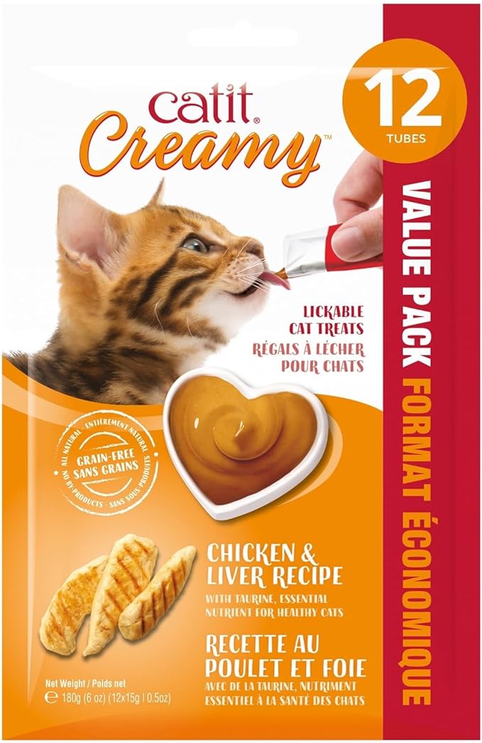 Catit Creamy Lickable Cat Treat – Hydrating and Healthy Treat for Cats of All Ages - Assortment, 72-pack