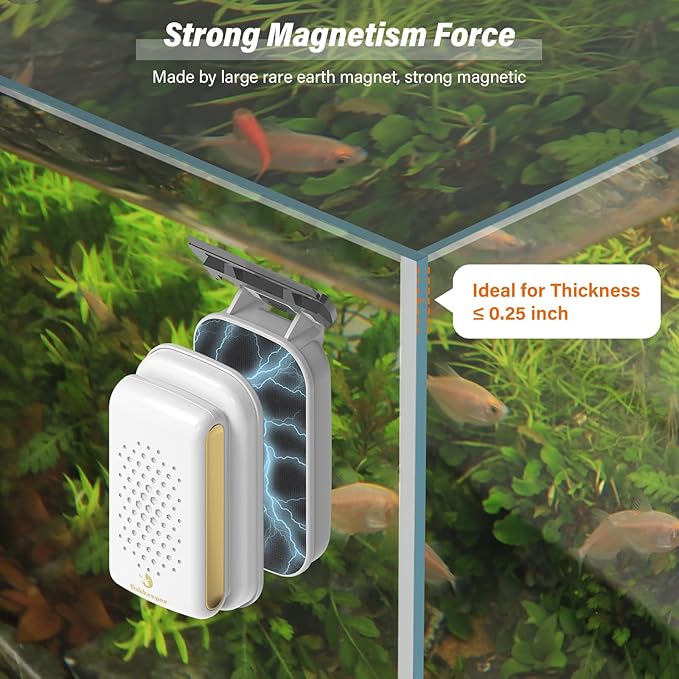 Mini Strong Magnetic Aquarium Fish Tank Glass Cleaner - Double Side Floating Aquarium Magnetic Brush, Algae Scrapers Cleaning Tools for 1/4 Inch Thick Glass Aquariums (White - Small)