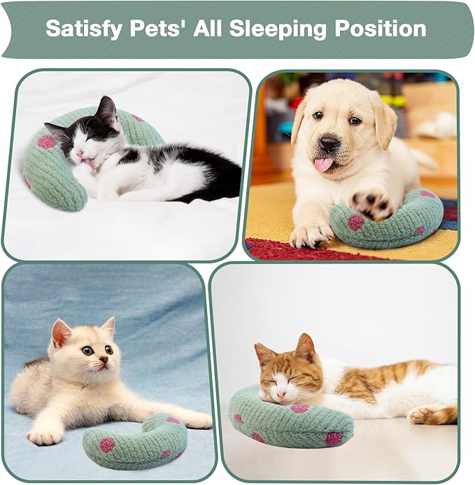 Bonaweite Cat Pillow, Soft Calming Pillow for Dogs, Pet Neck Pillows for Cervical Protection and Sleeping Support, Cat Calming Toy for Anxiety Relief, U-Shaped Soothing Cuddler