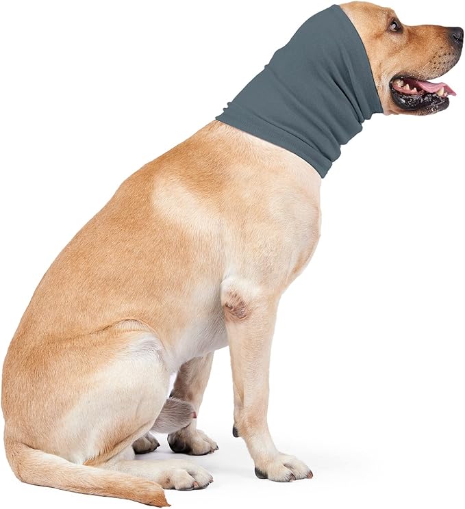 Ear Hematoma Dog No Flap Dog Ear wrap Quiet Ears Noise Cancelling Headphones Ear Snood for dogs Rose+Aqua Blue M