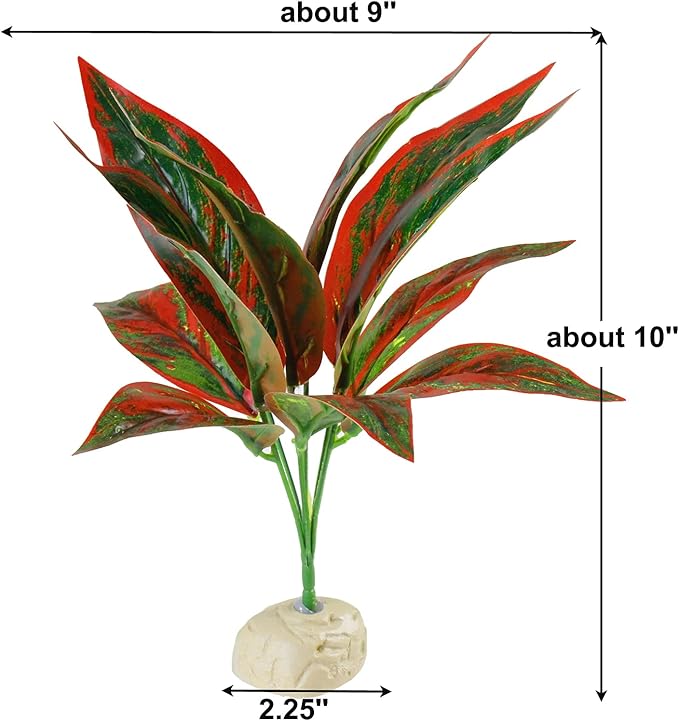 AQUANEAT Terrarium Plant, Reptile Plant, Fake Plant for Reptiles, Terrarium Reptile Décor for Amphibian Habitat(Red)