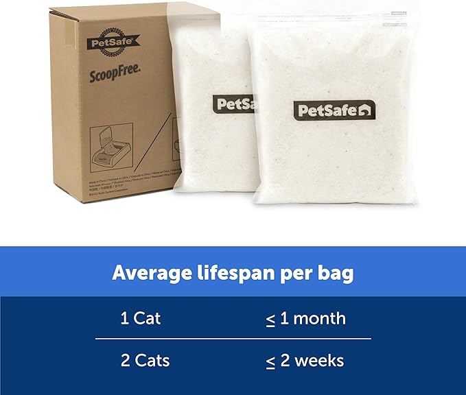 PetSafe ScoopFree Premium Crystal Cat Litter - Outperforms Clay Litter - Less Tracking, Dust for A Fresh Home - Non-Clumping - Two 4.3 lb Bags of Litter (8.6 lb Total) - Fragrance-Free