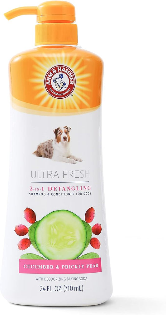 Arm & Hammer for Pets Ultra Fresh Detangling Dog Shampoo + Conditioner, Value Size 24oz, Dog Conditioner, Great Smelling Dog Grooming Supplies, Dog Bathing Supplies, Dog Wash