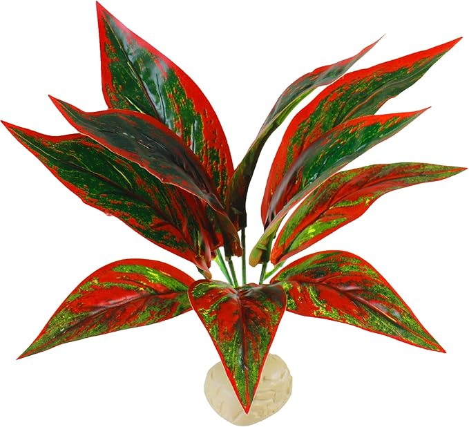 AQUANEAT Terrarium Plant, Reptile Plant, Fake Plant for Reptiles, Terrarium Reptile Décor for Amphibian Habitat(Red)