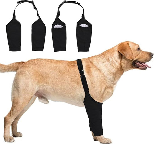 Dog Recovery Suit for Front Legs, Dog Recovery Sleeves After Surgery with Elastic Band, Soft Protective Elbow Braces for Medium Large Dogs, Cone Collar Alternative to Stop Licking Leg Wounds,Black,3XL