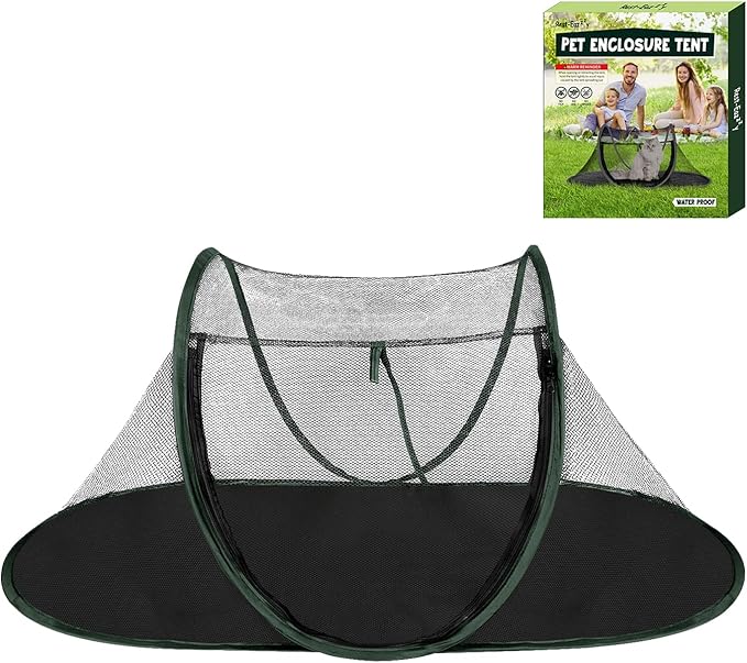 Cat Tent Outdoor, Pet Enclosure Tent Suitable for Cats and Small Animals, Indoor Playpen Portable Exercise Tent with Carry Bag(Dark Green)