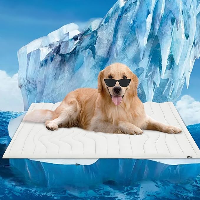 ZonLi Dog Cooling Mat, 48" x 28"Medium, Cooling Pad Reversible (Cool & Warm), Pet Cool Mats for Dog and Cat use in Crate, Kennel, Bed, Sofa, Machine Washable, Durable, Non-toxic Gel, Ivory White