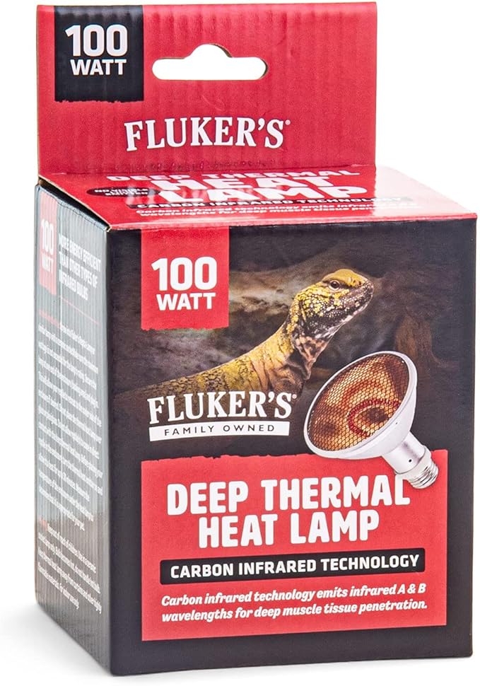 Fluker's Deep Thermal Heat Lamp for Reptiles with Carbon Infrared Technology, for All Reptile Tanks, Great for Basking, 100 Watt