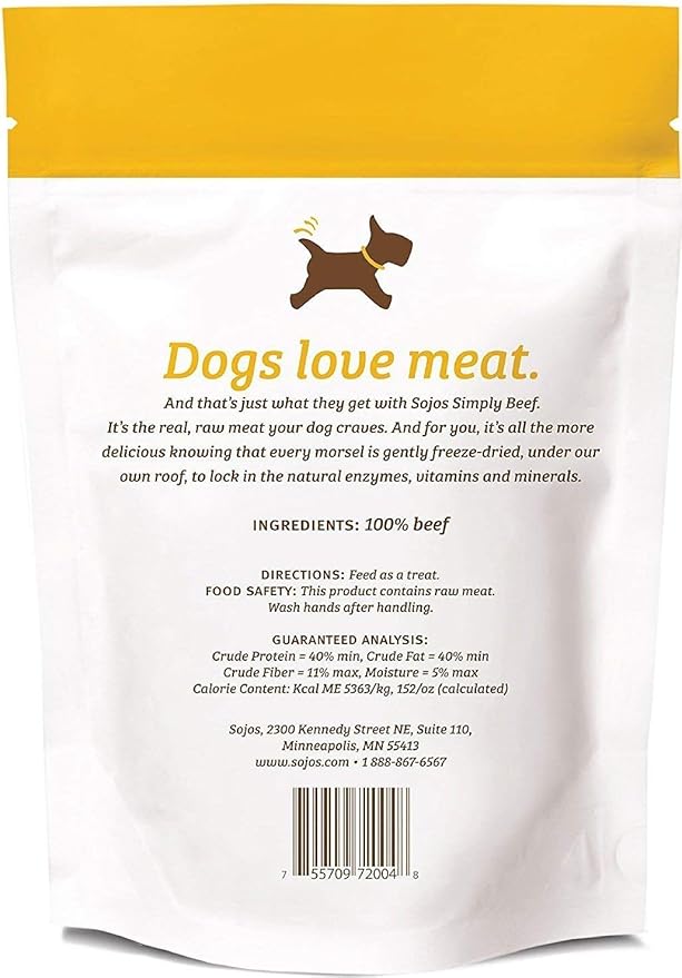 SOJOS 3 Pack of Beef Natural Freeze-Dried Raw Cat Treats, 1 Ounce Each