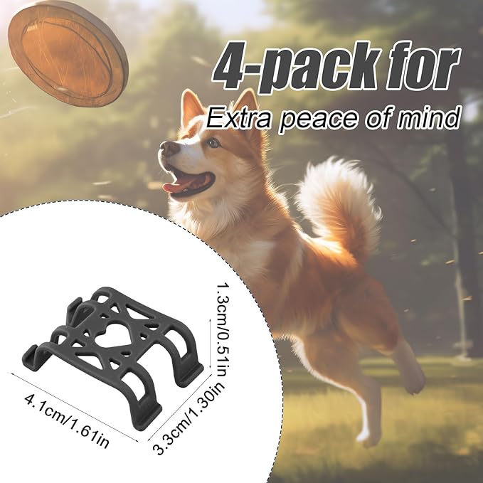4pcs Tracker Collar Attachment Clips, GPS Dog Tractive Silicone Clips Tracker Accessories for Cat Pet Activity Tracker Replacement (Black)