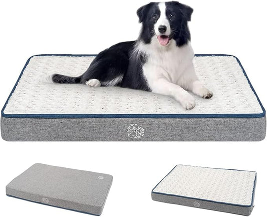 EMPSIGN Reversible Cool and Warm Dog Bed for Crate Pad, Pet Beds with Washable and Removable Cover, Dog Crate Bed Sleeping Mats, Bed for Dog Crate for Large Medium Small Dogs, Grey