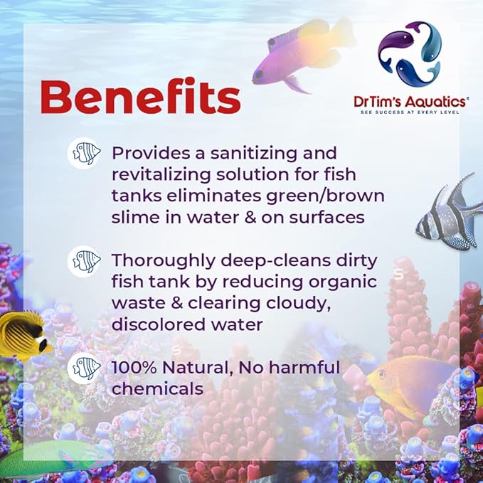 DrTim's Aquatics Re-Fresh for Saltwater Aquariums – 100% Natural Fish Tank Sanitizer & Revitalizer Conditioner Solution Fresh, Crystal-Clear, Sparkling Water - 4oz