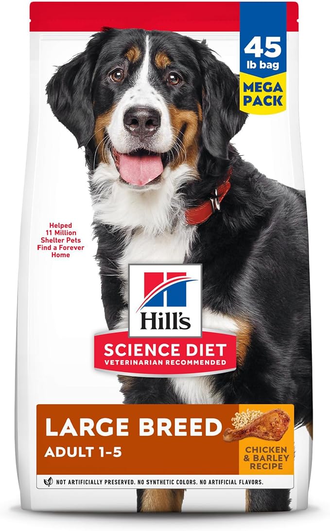 Hill's Science Diet Large Breed, Adult 1-5, Large Breed Premium Nutrition, Dry Dog Food, Chicken & Barley, 45 lb Bag