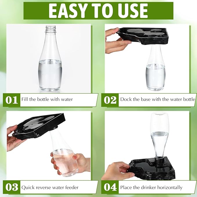 Reptile Water Feeder, 2 Pack, Automatic Water Dispenser, 13.5Oz, for Bearded Dragon, Terrarium, Turtle, Geckos, Frog