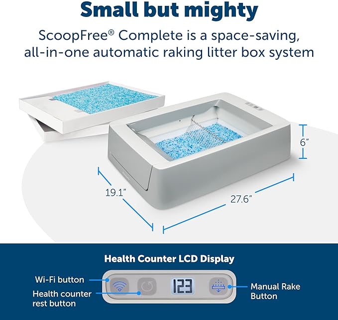 PetSafe ScoopFree Crystal Smart Self-Cleaning Cat Litter Box - WiFi & App Enabled - Hands-Free Cleanup With Disposable Crystal Trays - Less Tracking, Superior Odor Control - Includes a Disposable Tray